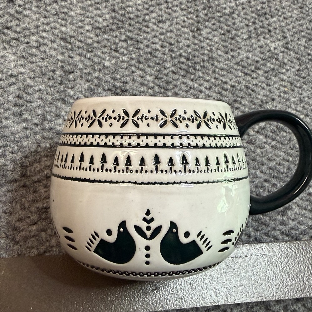 Mug Winter Bird Green Hearth Hand Magnolia Nordic Christmas Fair Isle Stoneware